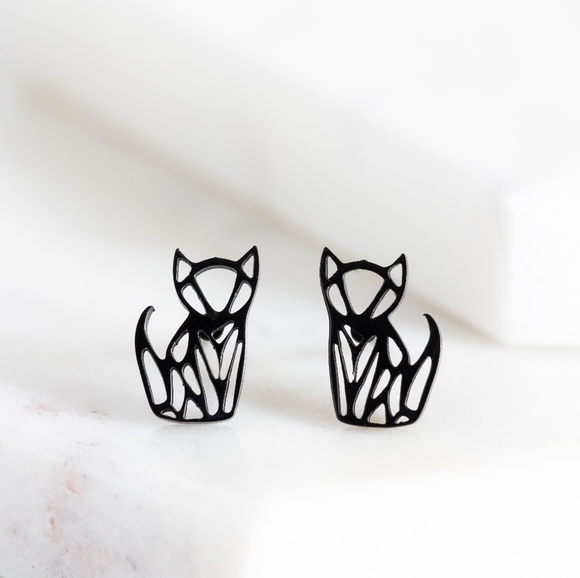 🔹️Sale🔹️2/$30 - Geometric Cat Earring Studs - Only 1 left! - Picture 2 of 6